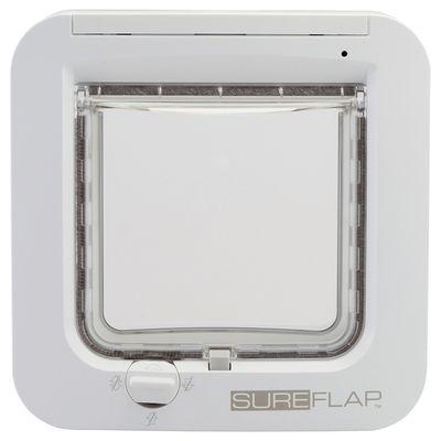 Hvid SureFlap-kattelem med mikrochiplæser og gennemsigtig klap